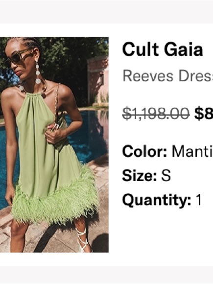 Cult Gaia Reeves Silk Dress In Lime Green Feather-Trim Halter Mini Dress — image 8 of 8
